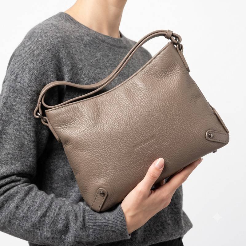Mazzini Taupe Leather Crossbody Bag - view 2