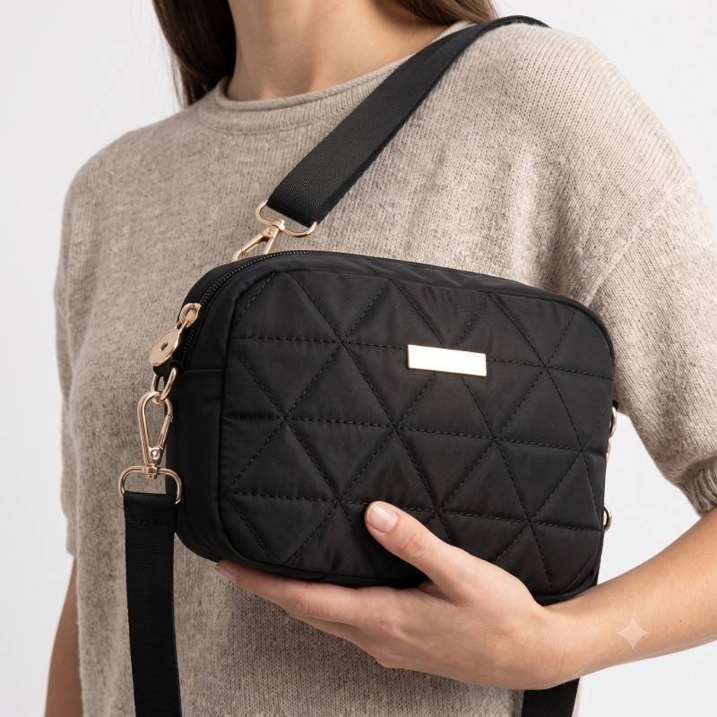 Black quilted leather crossbody - view 2