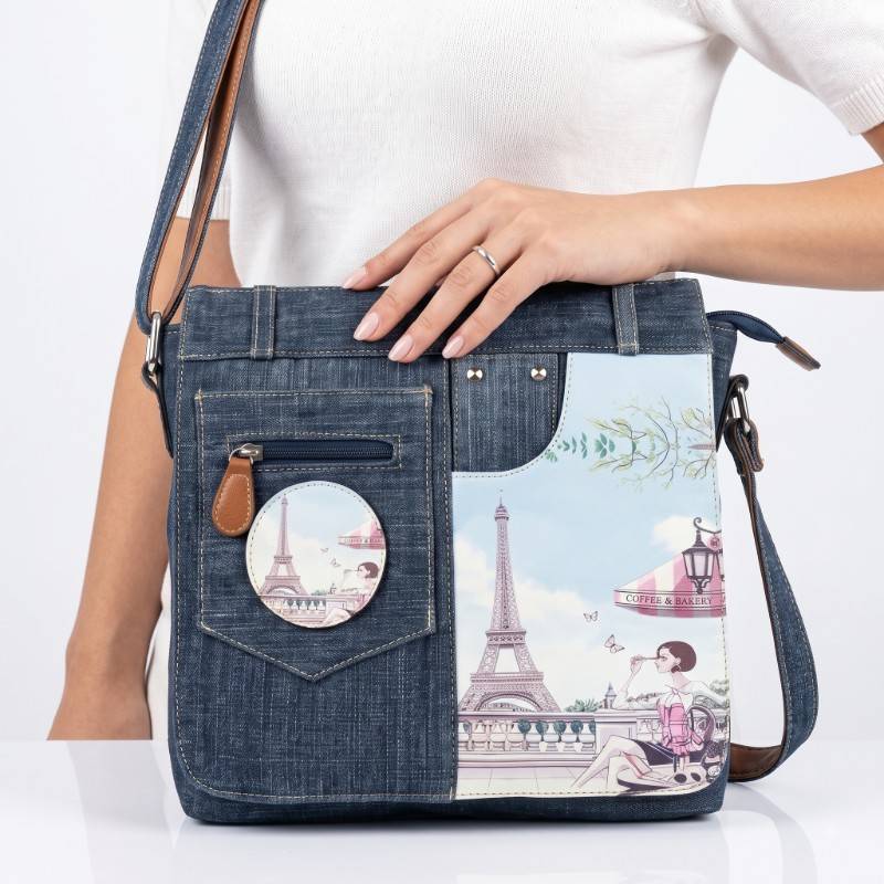 Paris Theme Denim Crossbody Bag - view 2