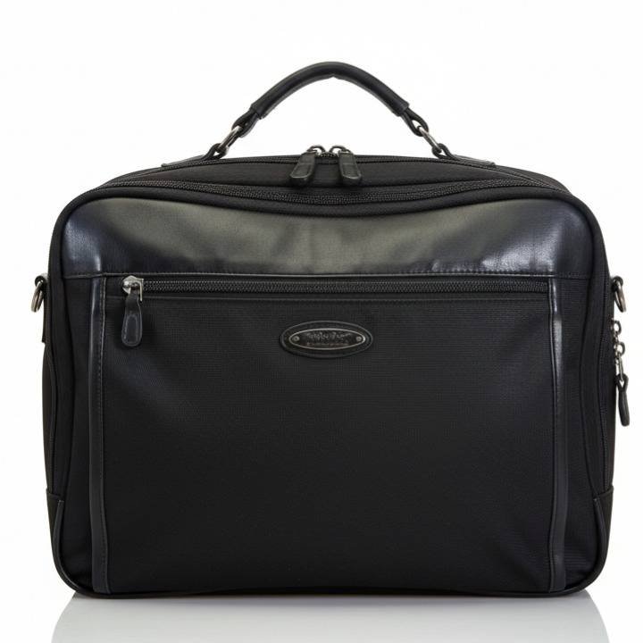 Black Golden Bear branded Leather + canvas high quality laptop Travelling Bag