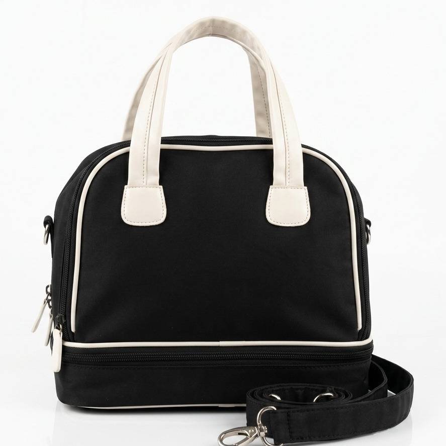 black and white piped contrast handbag from Outfitters.