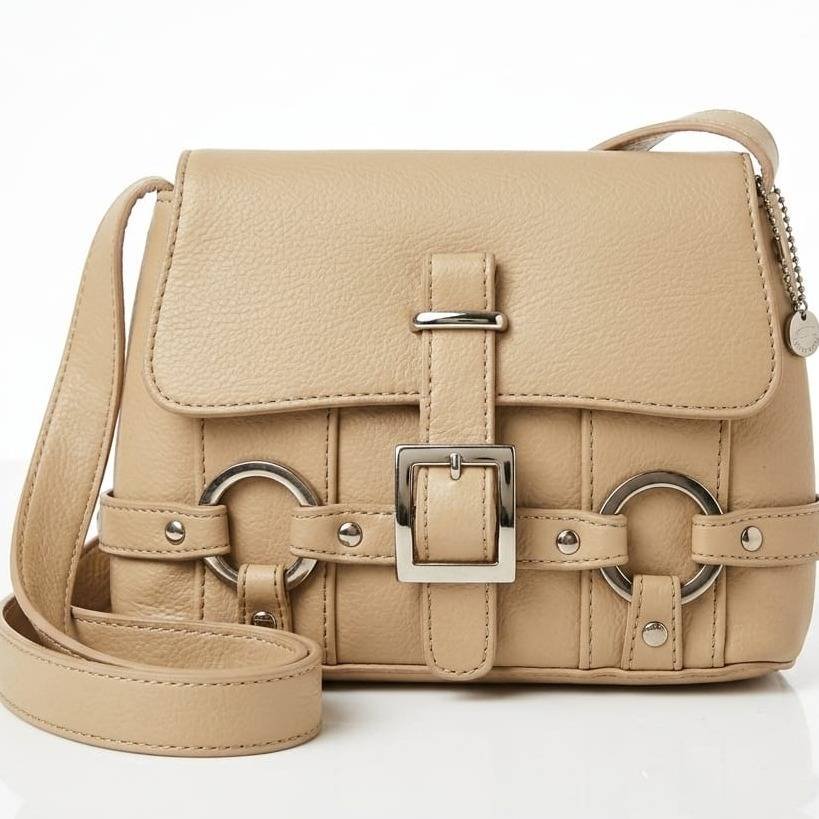 Beige colour  leather stylish crossbody